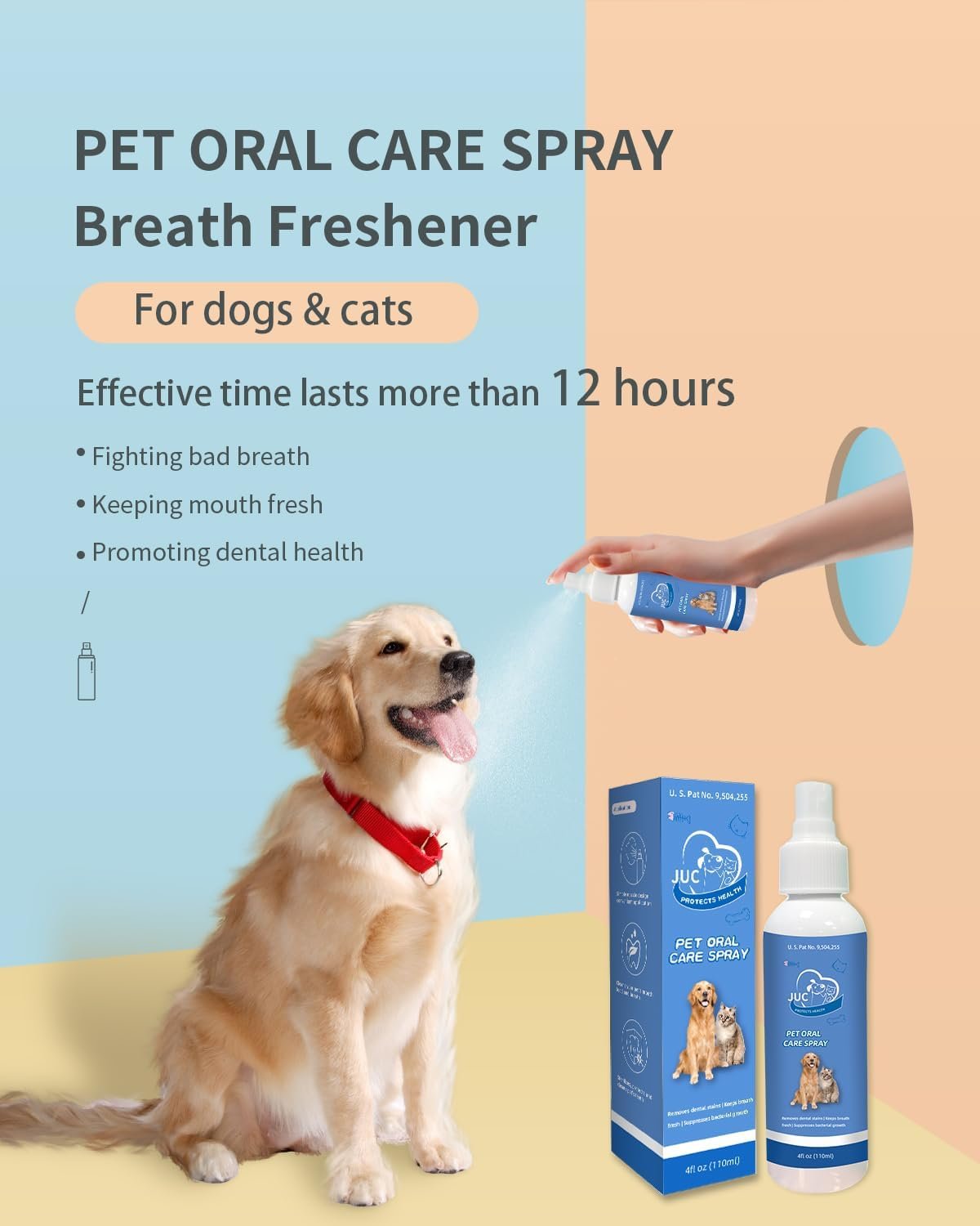 JUC Dog Breath Freshener for Dogs & Cats Teeth Cleaning Spray Dog Bad Breath Pet Oral Care Spray 4fl.oz - Image 3