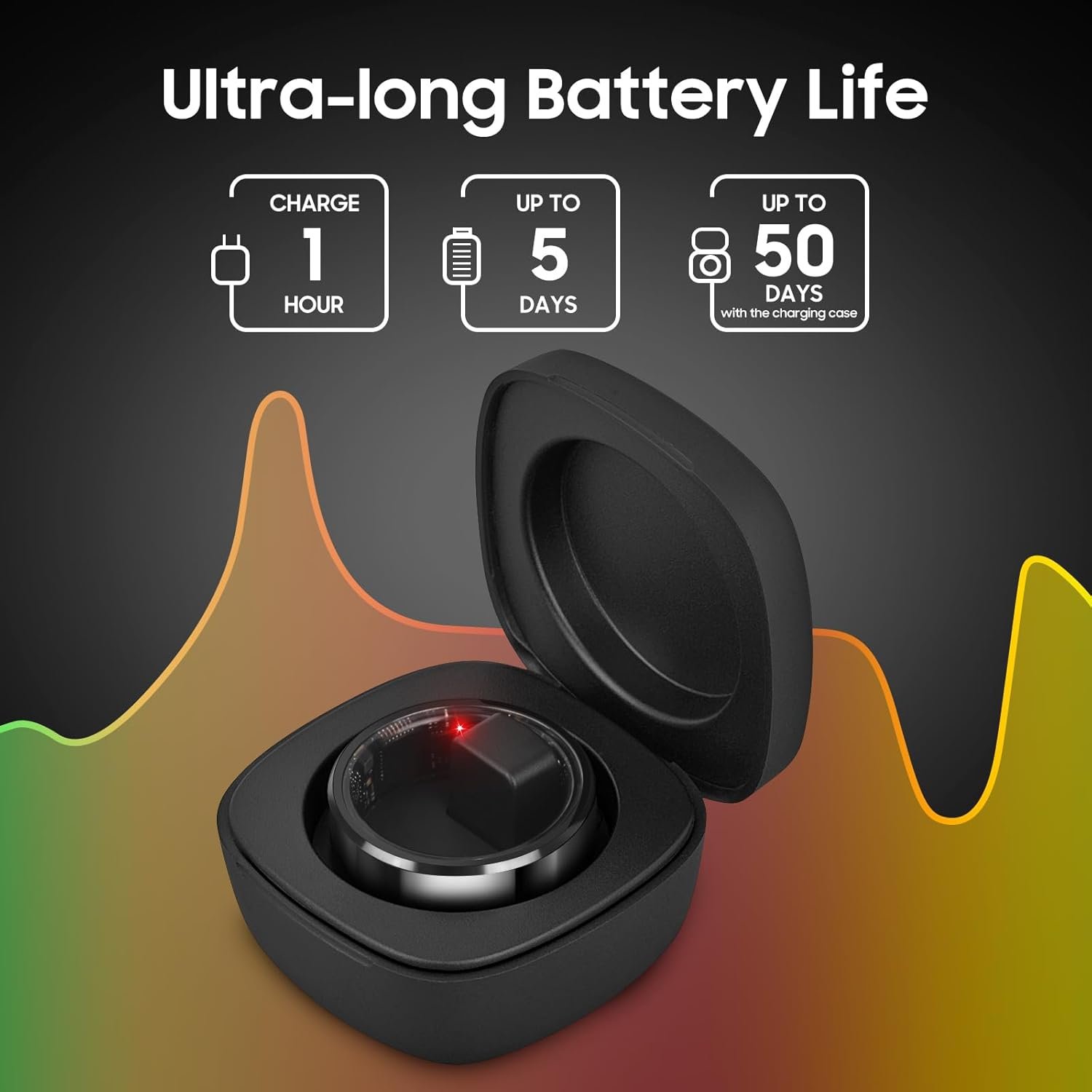 Smart Ring, Wearable Fitness Ring Health Tracker, Sleep Tracking, Heart Rate Fitness Tracker, 5-7 Days Battery Life (Black, 8#) - Image 9