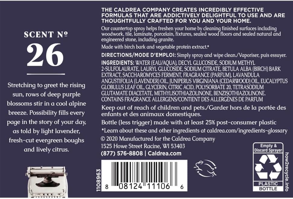 Caldrea Multi-surface Countertop Spray Cleaner, Made with Vegetable Protein Extract, Lavender Cedar Leaf, 16 oz, 3 Pack - Image 3