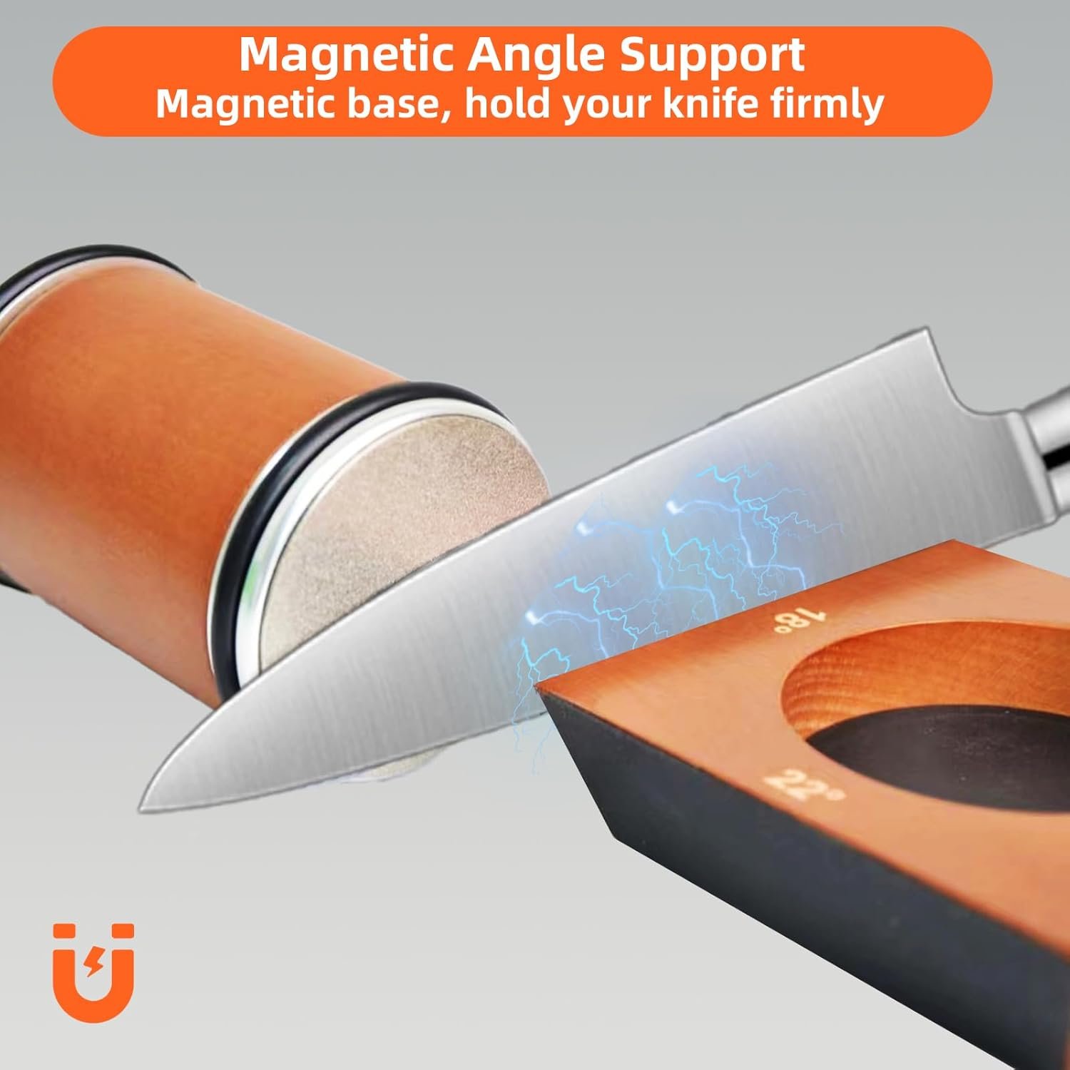 Rolling Knife Sharpener, Multi-Angle Knife Sharpening Tool with Industry Diamonds for Kitchen Knives - Knife Sharpener Kit Offers 15, 20, 18, 22 Degree Sharpening, 4 Angle - Image 5