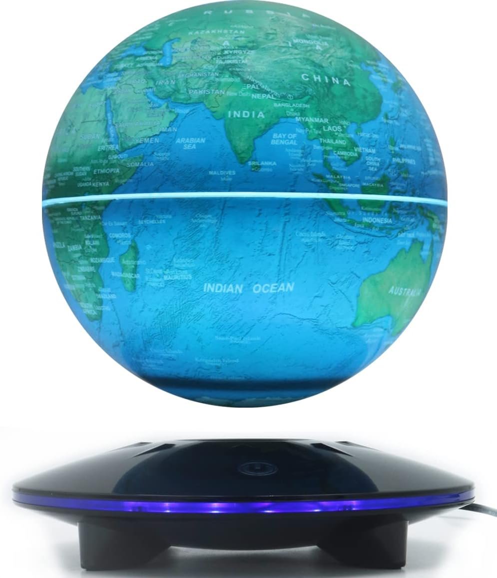 Magnetic Levitating Globe, 6 Inch LED Levitation Floating World Map Globe, Auto Rotation Suspended in Mid-air with Touch Control for Home Office Desk Decoration - Image 2