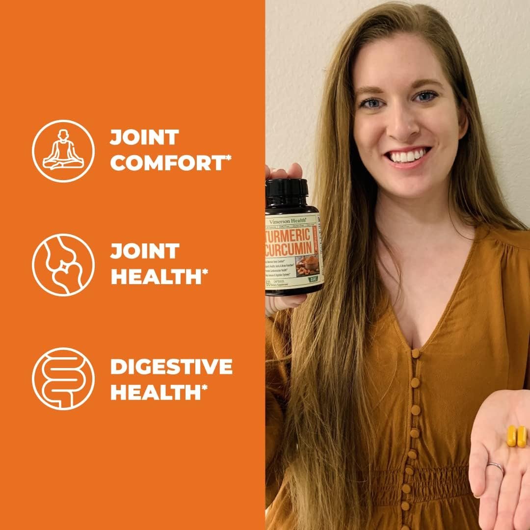 Turmeric Curcumin & Black Pepper Extract. High Absorption Joint Support Supplement with Bioperine. 95% Curcuminoids. Antioxidant Turmeric Supplement for Inflammation Balance & Immune Support. 1200mg - Image 3