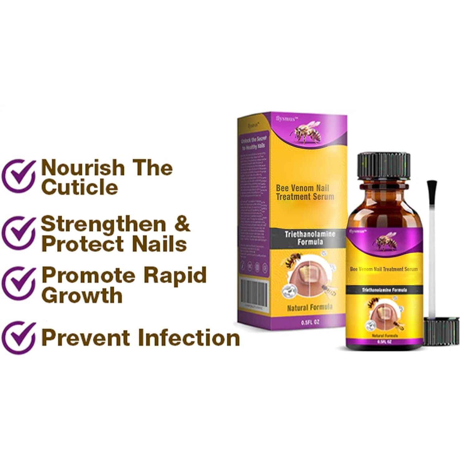 Bee Venom Nail Treatment Serum – Natural Repair for Ingrown Toenails and Nail Growth, Strengthens and Moisturizes Thin Nails (1 Bottle) - Image 6