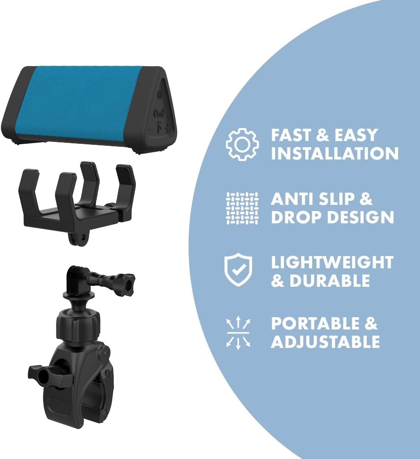 OontZ Angle 3 Blue Bluetooth Speaker with Bracket and Clamp Mount, Portable IPX5 Waterproof Speaker - Image 4