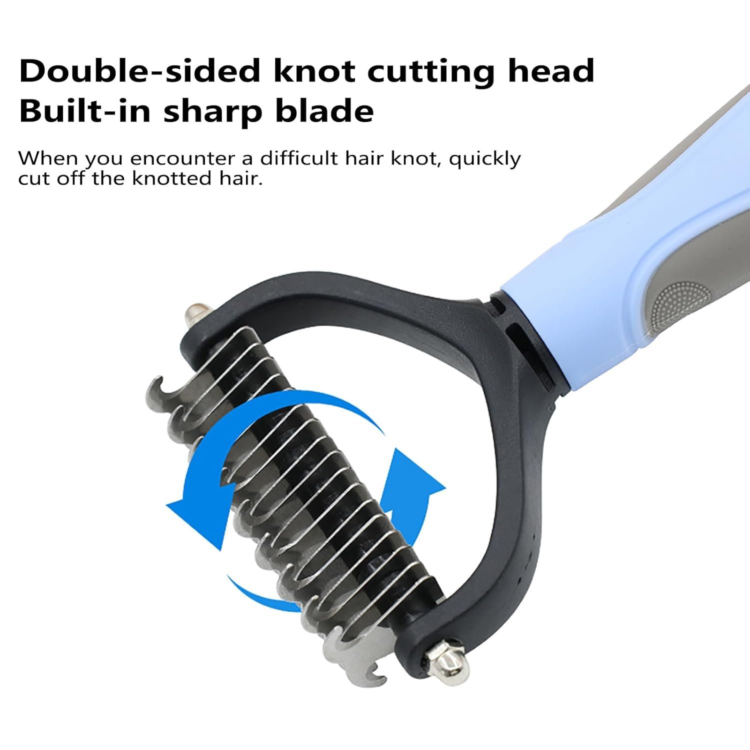 Pet Hair Removal Comb, Double-Sided Undercoat Rake for Dogs & Cats - Shedding Comb and Dematting Tool for Grooming, Deshedding Brush Dogs Shedding Tool for Long matted Haired Pets, Blue - Image 5