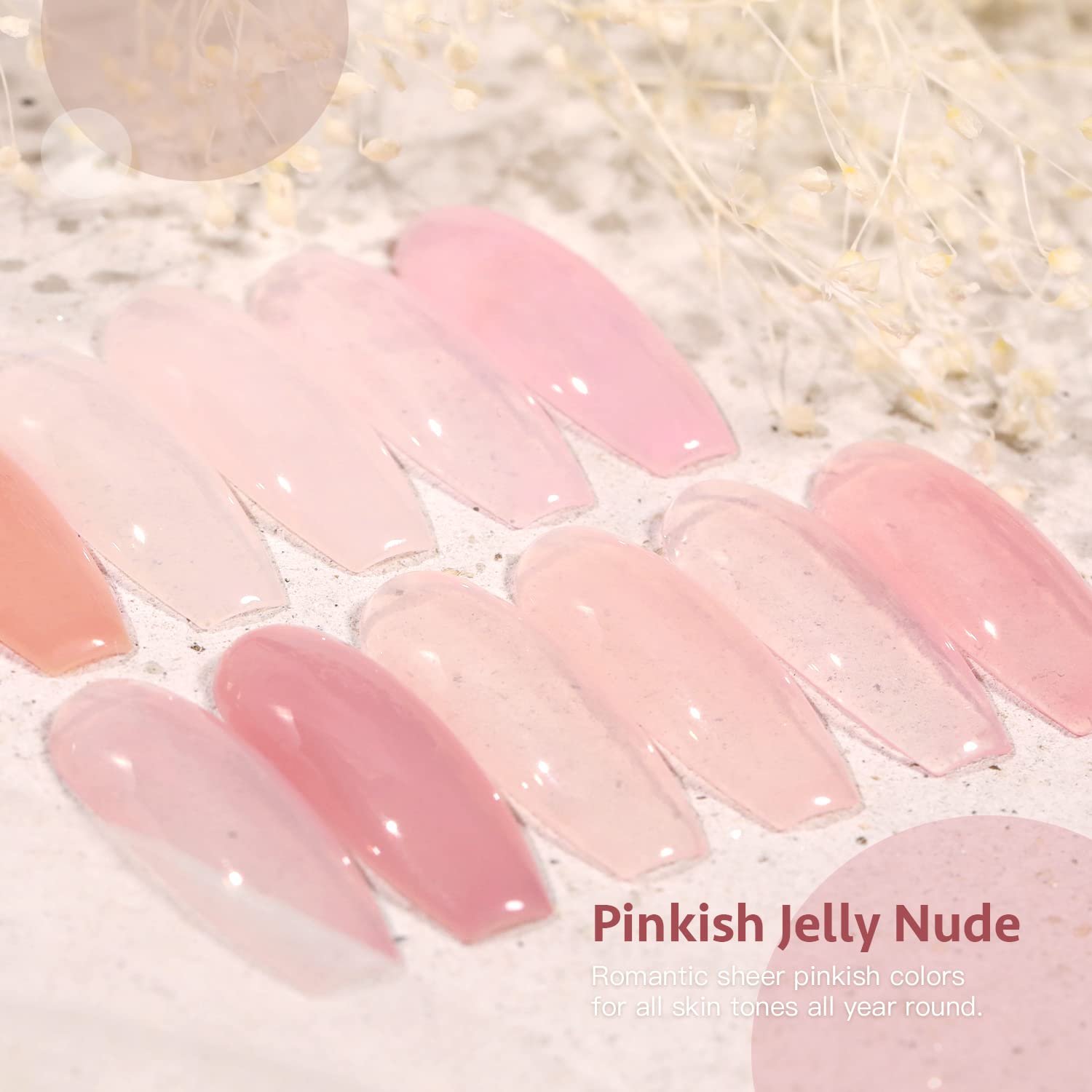 GAOY Jelly Nude Pink Gel Nail Polish Set of 6 Transparent Colors Sheer Gel Polish Kit - Image 7