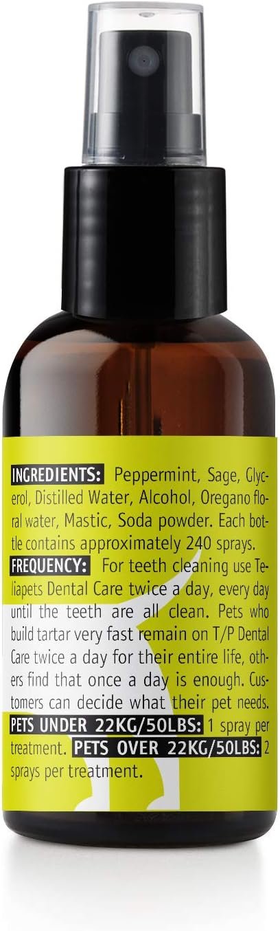 Teliapets Oregano Dental Care Spray for Pet's Teeth & Gums - Natural Dog's & Cat's Teeth Cleanser - Bad Breath, Plaque, Periodontitis & Gingivitis Fighter -Quick & Simple Oral Relief - 30ml / 1oz - Image 3