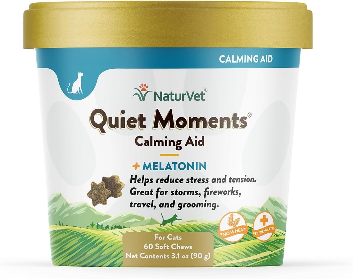NaturVet –Quiet Moments Calming Aid for Cats Plus Melatonin – 60 Soft Chews – Helps Reduce Stress & Promote Relaxation – Great for Storms, Fireworks, Travel & Grooming - Image 2