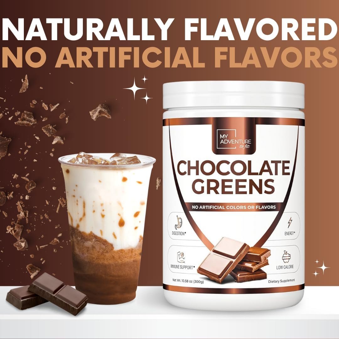 Chocolate Greens Superfood Powder - Gut Health - Mixes Easily with Milk, Coffee, Water - Reduce Bloat & Boost Immunity - Natural Energy from Veggies - Keto and Paleo Friendly Supplement - 60 Servings - Image 9