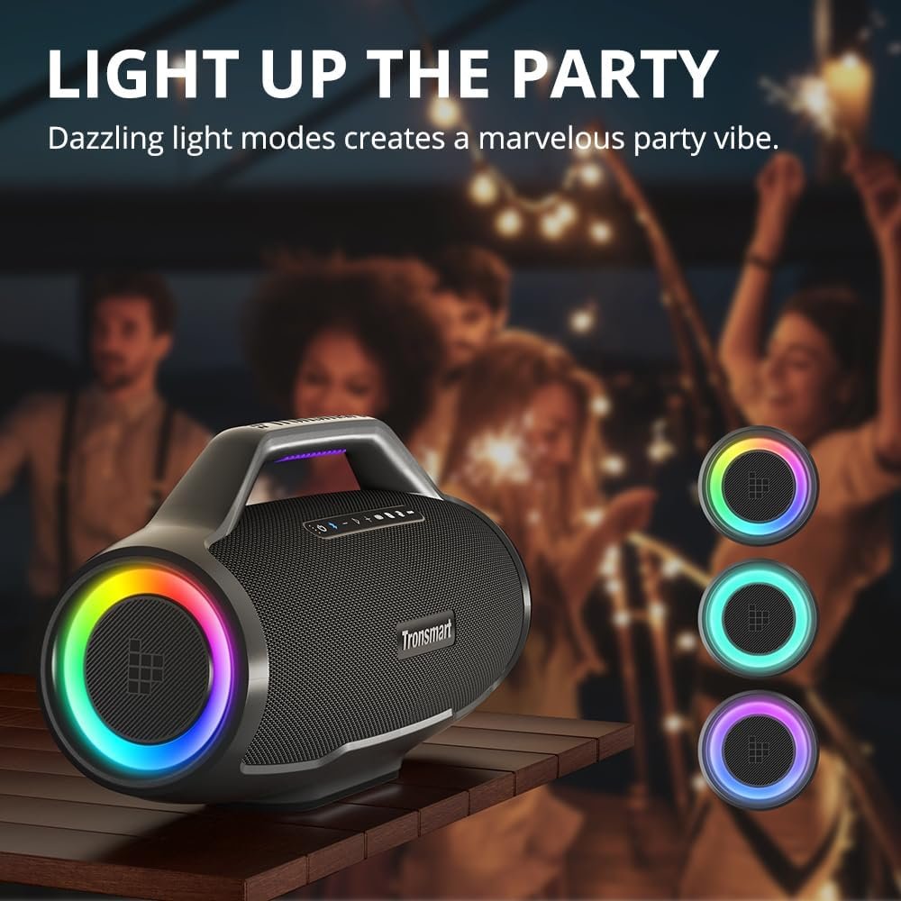 Tronsmart Bang Max Portable Bluetooth Speaker, 130W Powerful Loud Speaker with Deep Bass, Party Sync, IPX6 Waterproof, 24H Playtime, Customized EQ & Light Show,Portable Speaker with Handle for Outdoor - Image 8