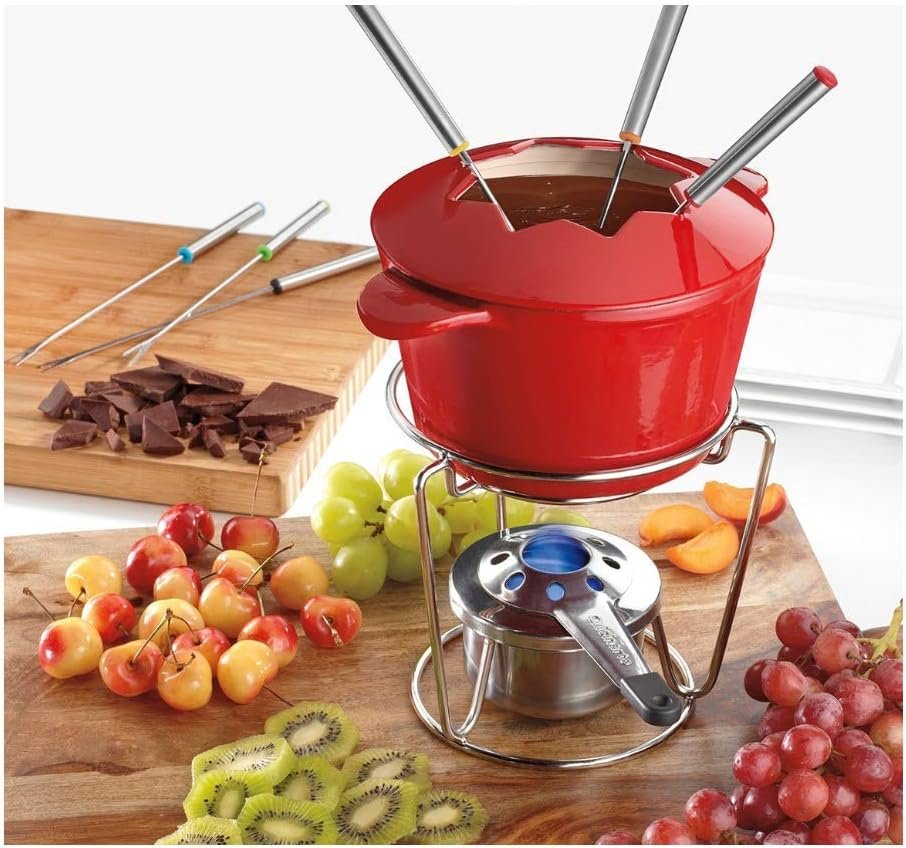 Cuisinart 13-Piece Cast Iron Fondue Set, Red - Image 5