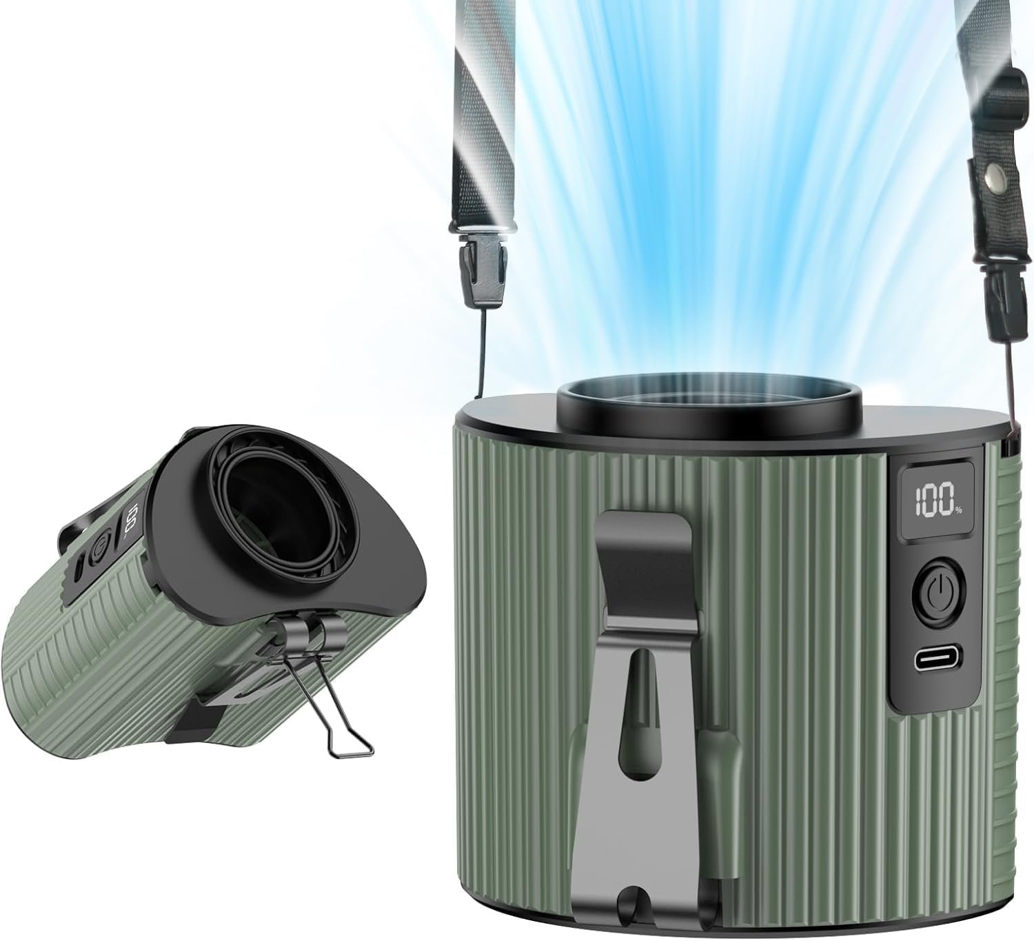 Socool 4000mAh Portable Waist Fan Clip on Wearable Belt Personal Fan Rechargeable Battery operated With 5 Speeds & Flashlight Neck Fan Hands-Free 20H Cooling For Outdoor Camping Travel - Image 2