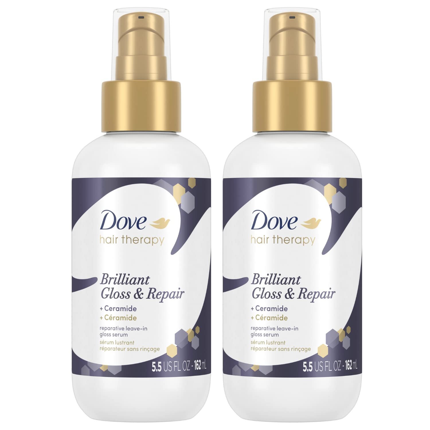 Dove Hair Therapy Brilliant Gloss & Repair Serum with Ceramide - Hair Styling Agent for Shiny, Damaged Hair - 2.75 Fl Oz (Pack of 2) - Image 2