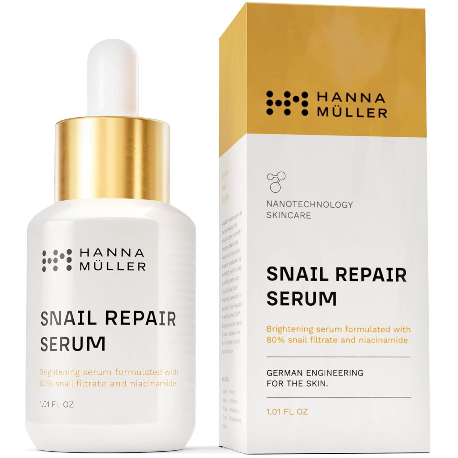 Snail Serum - Snail Mucin Repair Serum for Face, Snail Mucin Moisturizer - Brightening & Hydrating Snail Mucin Essence Serum w/Secretion Filtrate & Vitamin C, Helps to Remove Dark Spots & Fine Lines - Image 2
