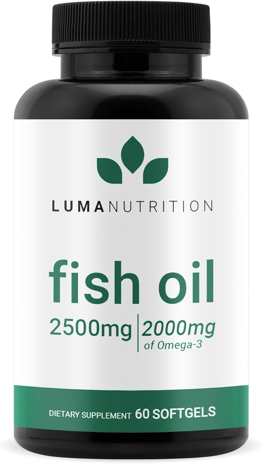 Luma Nutrition Omega 3 Fish Oil Supplement - Extra Strength 2500mg - 2000mg EPA & DHA - Brain and Heart Health - 60 Softgels - Image 2