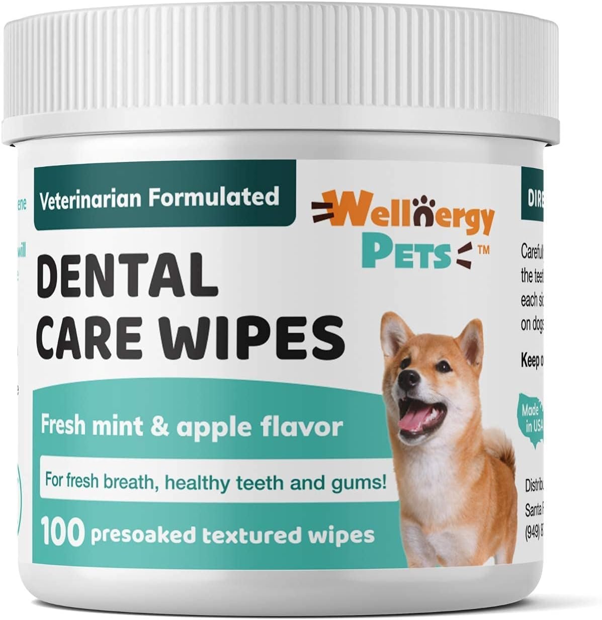 Dental Wipes for Dogs and Cats - No Brush Formula; Improve Oral Hygiene and Health; Freshen Breath; Fresh Mint Flavor. 100 Wipes. - Image 2