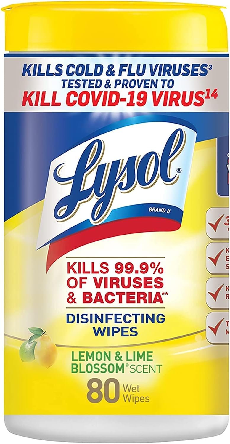 Lysol Disinfecting Wipes, Lemon and Lime Blossom, 80 Count (Pack of 6) - Image 2