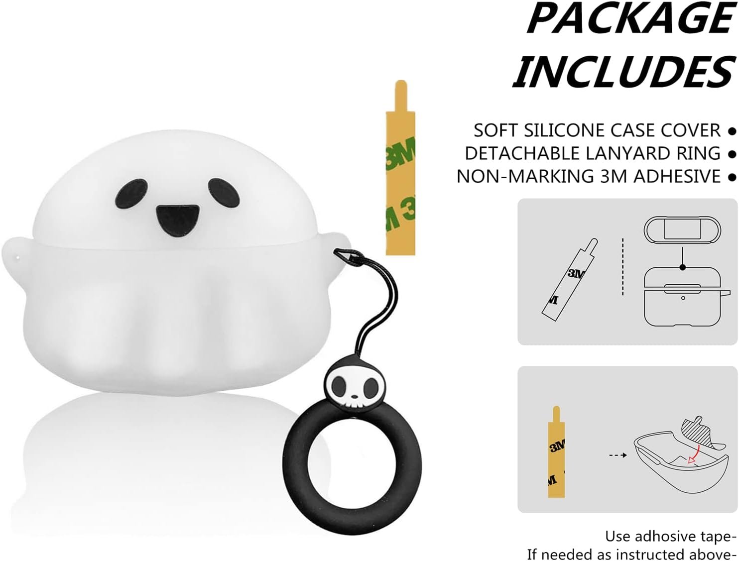 Compatible with AirPods Pro & Pro 2nd Generation Case Cover, Luminous Cute Ghost Case Designed for Airpod Pro/Pro 2, Soft Silicone Anime Funny 3D Cartoon Case for Men Women - Image 7