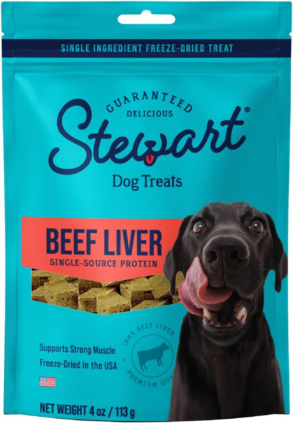 Stewart Freeze Dried Dog Treats, Beef Liver, 4 oz, Grain Free & Gluten Free, Resealable Pouch, Single Ingredient, Training Treat in Beef Liver, Salmon, Chicken Liver & Chicken Breast 4, 14, 21 oz - Image 2