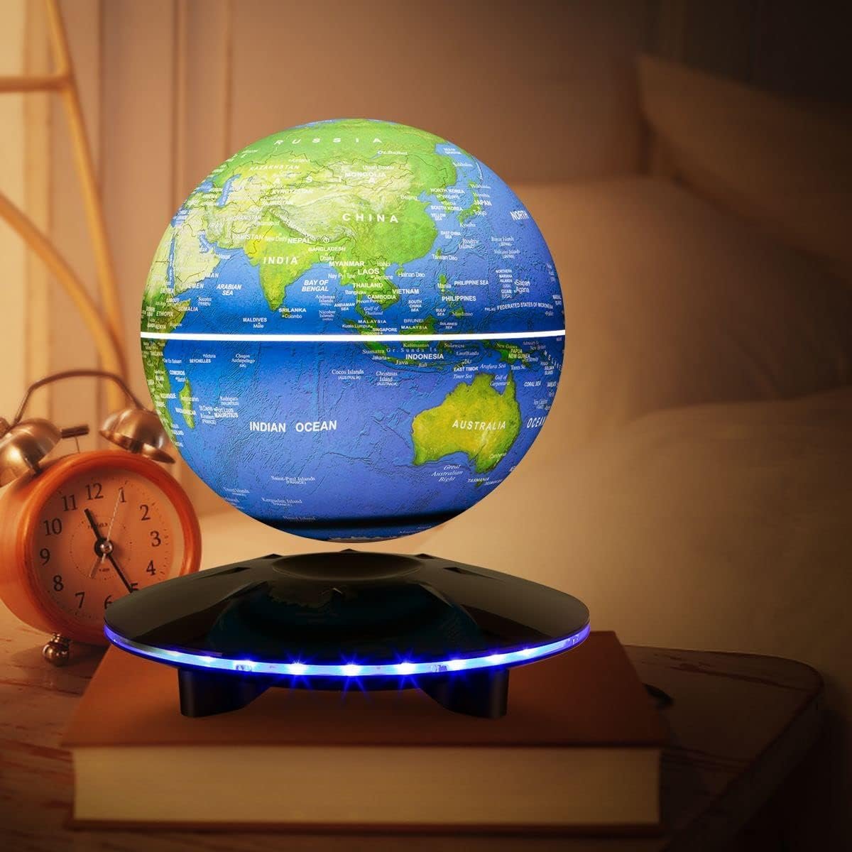Magnetic Levitating Globe, 6 Inch LED Levitation Floating World Map Globe, Auto Rotation Suspended in Mid-air with Touch Control for Home Office Desk Decoration - Image 6