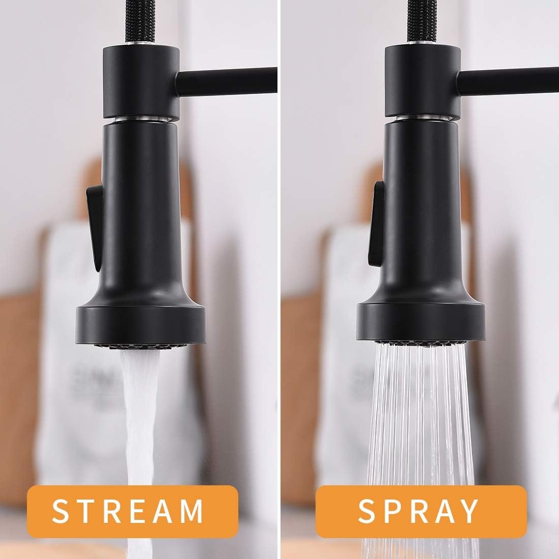 GIMILI Black and Gold Touchless Kitchen Faucet with Pull Down Sprayer, Motion Sensor Smart Hands-Free Activated Single Hole Spring Faucet for Kitchen Sink, Matte Black&Brushed Gold - Image 6