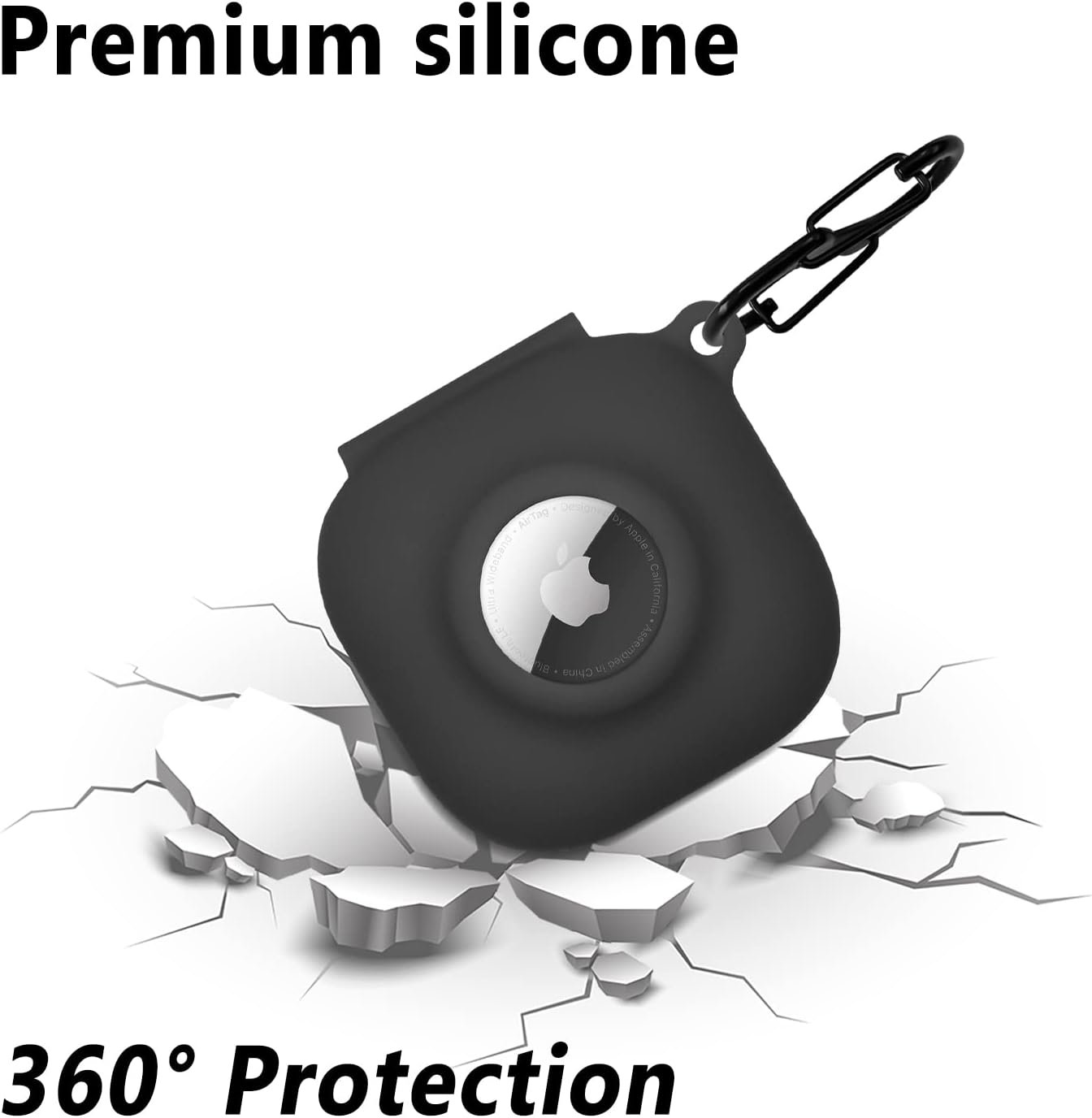 Geiomoo 2 in 1 Silicone Case Compatible with Beats Fit Pro and Air Tag, Protective Cover with Carabiner (Black-1) - Image 4