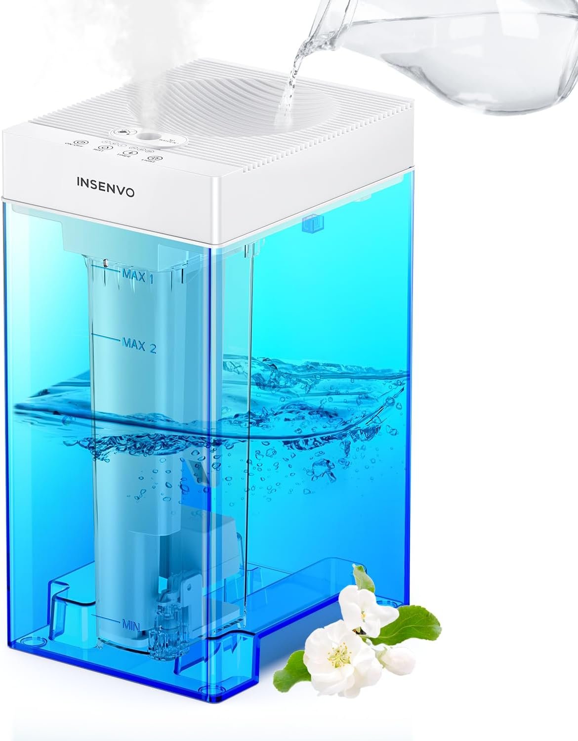Top Fill Humidifier, 5L Cool Mist Humidifier with Touch Control, Ultrasonic Adjustable 3 Mist Outputs, 3 Timers, Auto Shut-off Air Humidifier for Bedroom, Living Room, Office, Pets, Plants - Image 2