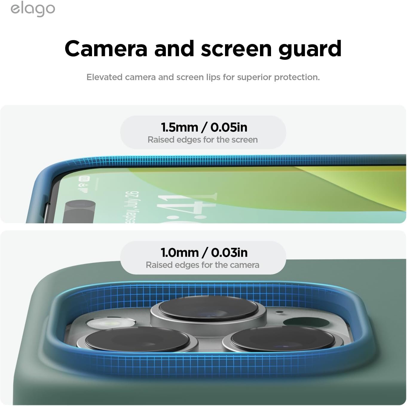 elago Compatible with iPhone 16 Pro Case, Premium Liquid Silicone Case, Full Body Protective Cover, Shockproof, Slim Phone Case, Anti-Scratch Soft Microfiber Lining, 6.3 inch (Midnight Green) - Image 6