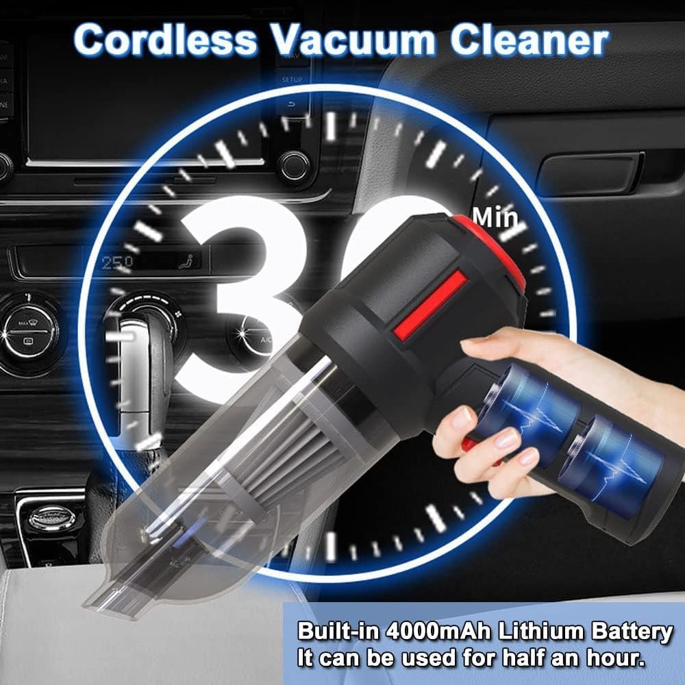 3-in-1 Portable Small Cordless handheld Vacuum Cleaner Rechargeable with 9000PA Powerful Suction for Car/Office/Home - Image 4