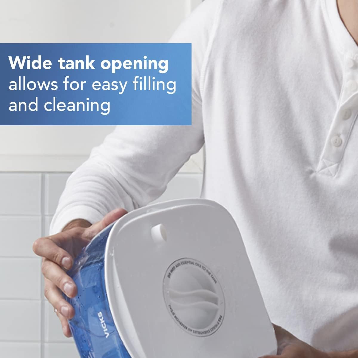 Vicks Cool Mist Humidifier with UV light. Evaporative Humidifier auto-adjusts to room humidity without over humidification. For Kids Bedrooms, Baby Rooms, and More. Use with Vicks VapoPads. - Image 4
