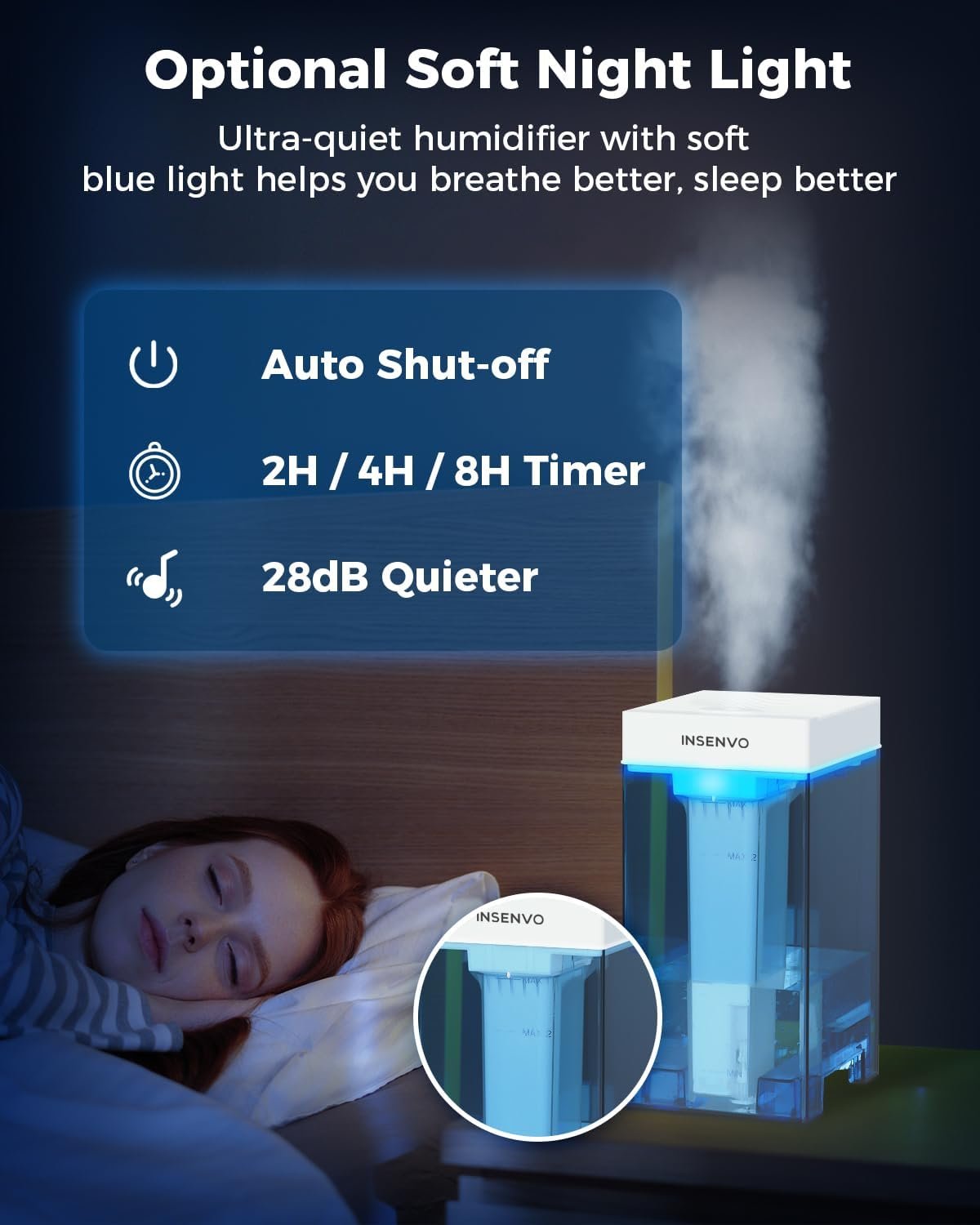 Top Fill Humidifier, 5L Cool Mist Humidifier with Touch Control, Ultrasonic Adjustable 3 Mist Outputs, 3 Timers, Auto Shut-off Air Humidifier for Bedroom, Living Room, Office, Pets, Plants - Image 6