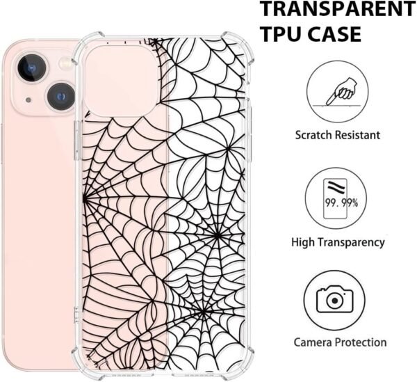 YESPURE for iPhone 13 Case,for iPhone 13 Halloween Case,Crystal Clear Soft TPU with Spider Web Pattern Design Halloween Phone Case for Boys Girls,Anti-Fall Shock Absorbing Protective Case Cover 6.1" - Image 5