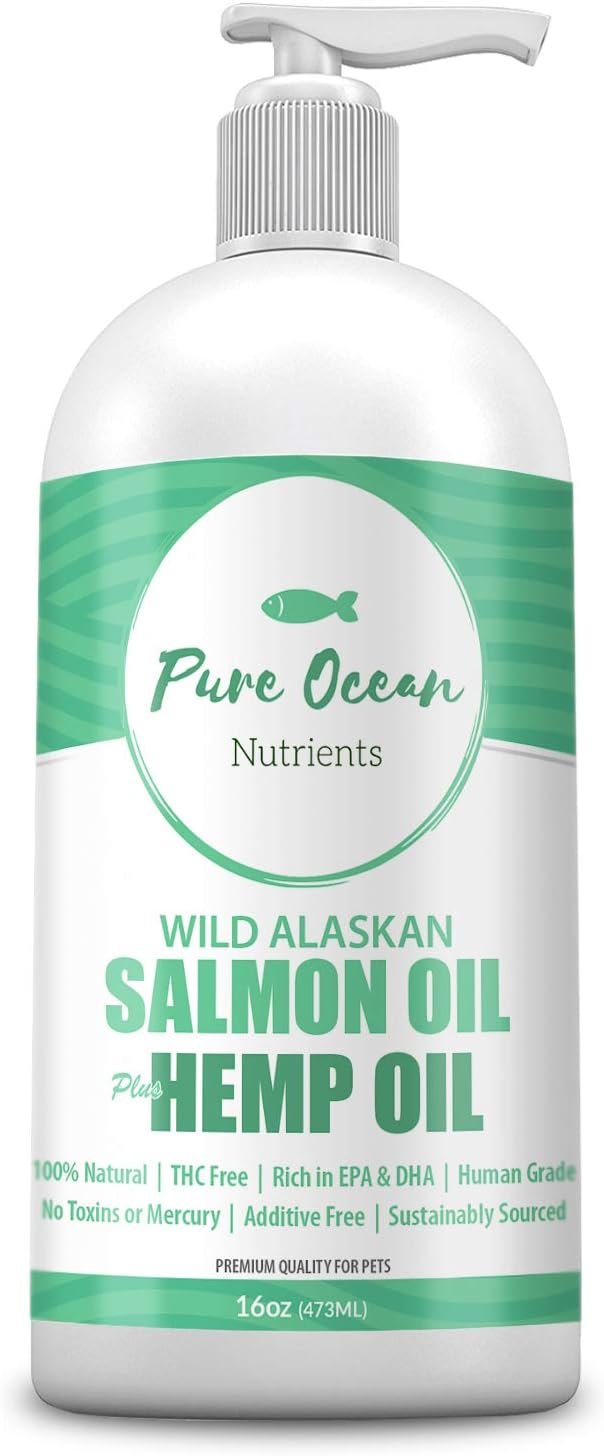 Wild Alaskan Salmon Fish & Hemp Seed Oil for Dogs 16 oz; Natural Liquid Supplement with Omega 3's Support Joint, Heart, and Immune Health; Essential Fatty Acids Promote a Shiny Coat and Healthy Skin - Image 2