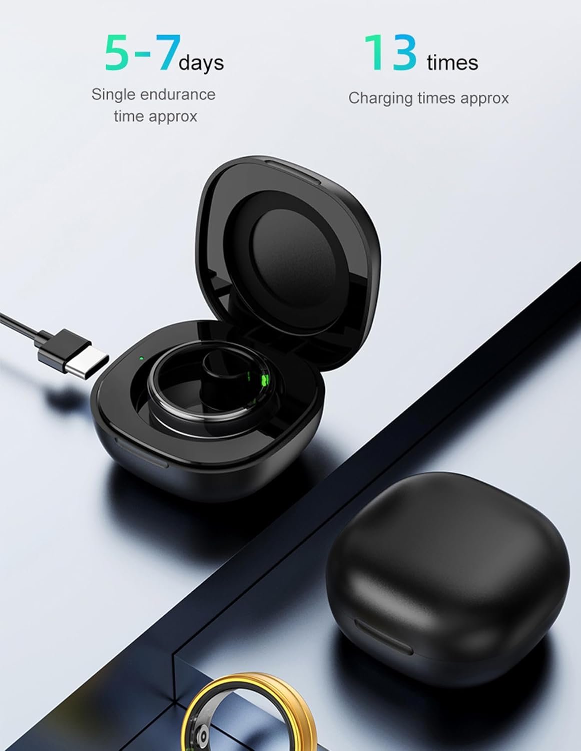 Smart Rings for Men Women with Heart Rate Monitor HR Sleep Tracker Smart Health Ring Fitness Tracker Calories Step Counter Waterproof Compatible with iOS Android - Image 7