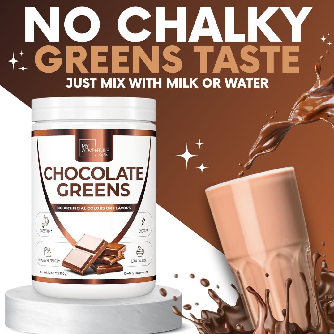 Chocolate Greens Superfood Powder - Gut Health - Mixes Easily with Milk, Coffee, Water - Reduce Bloat & Boost Immunity - Natural Energy from Veggies - Keto and Paleo Friendly Supplement - 60 Servings - Image 7