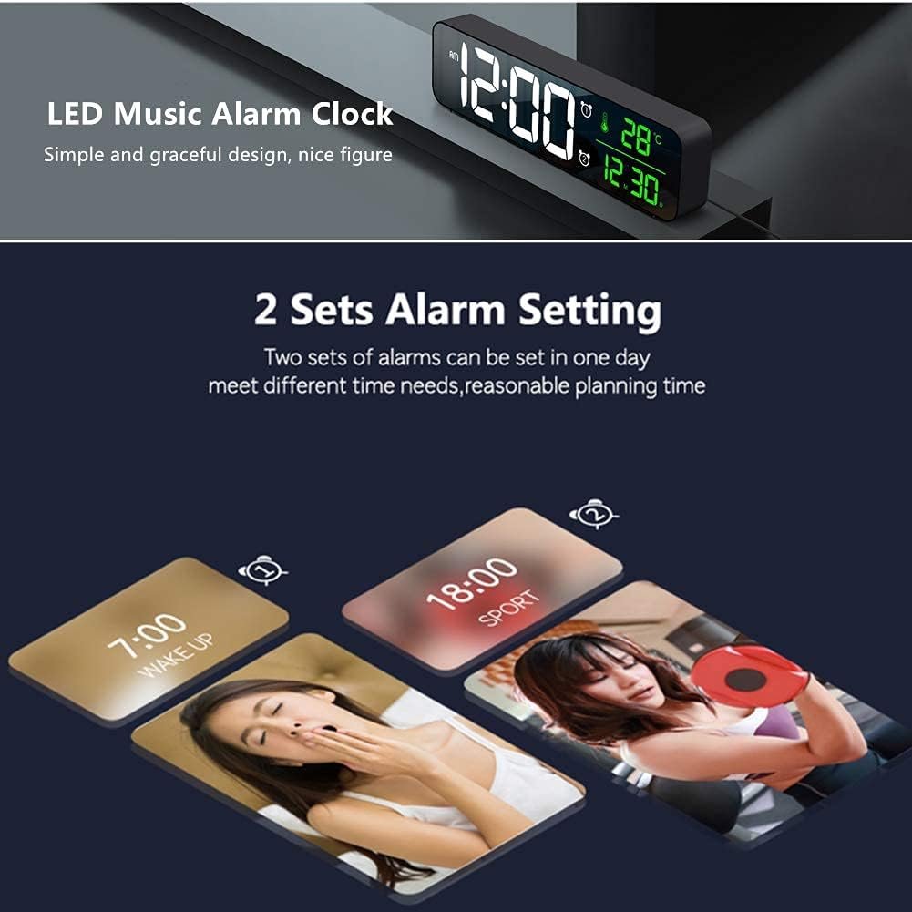 Digital Large Display Alarm Clock for Living Room Office Bedroom Decor LED Electronic Date Temp Display Wall Electric Clocks Automatic Brightness Dimmer Smart Cool Modern Desk Accessories Black - Image 9