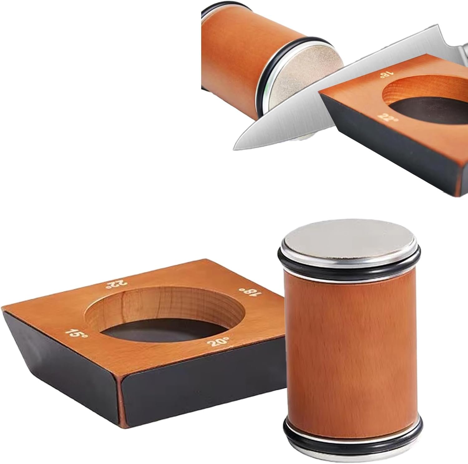 Rolling Knife Sharpener, Multi-Angle Knife Sharpening Tool with Industry Diamonds for Kitchen Knives - Knife Sharpener Kit Offers 15, 20, 18, 22 Degree Sharpening, 4 Angle - Image 2