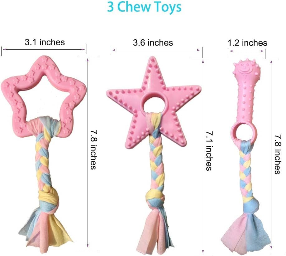 Puppy Toys for Teething, Puppy Chew Toys for Small Dogs, Crinkle Dog Toys Small Breed Boredom and stimulating, Dog Toys for Small Dogs, Pink, 5-Pack - Image 3