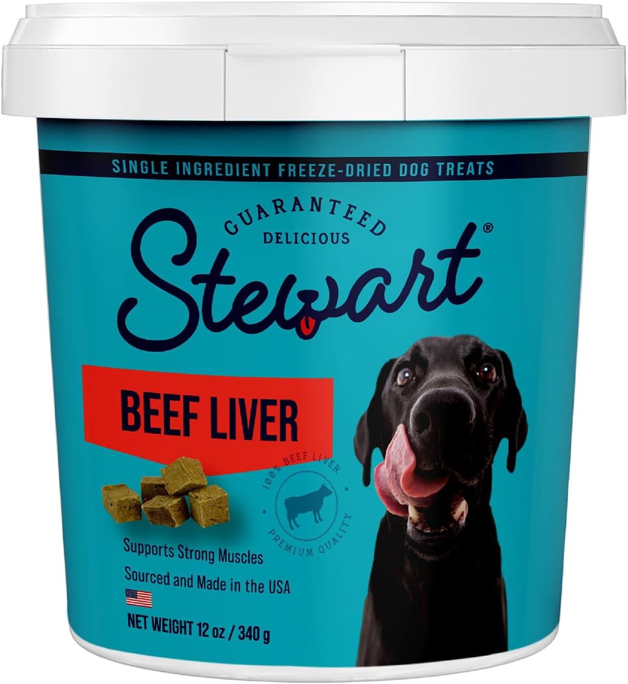 Stewart Freeze Dried Dog Treats, Beef Liver, 12 oz, Grain Free & Gluten Free, Resealable Tub, Single Ingredient, Training Treat in Beef Liver, Salmon, Chicken Liver & Chicken Breast 4, 14, 21 oz - Image 2