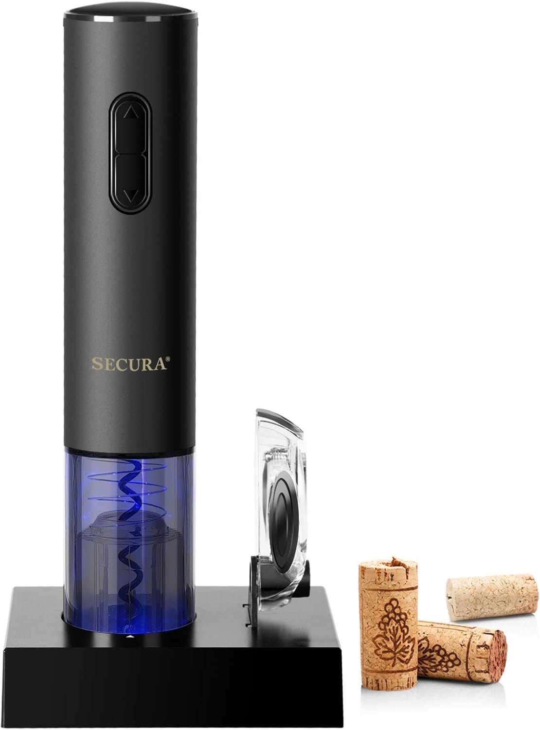 Secura Electric Wine Opener, Automatic Electric Wine Bottle Corkscrew Opener with Foil Cutter, Rechargeable (Black) - Image 2