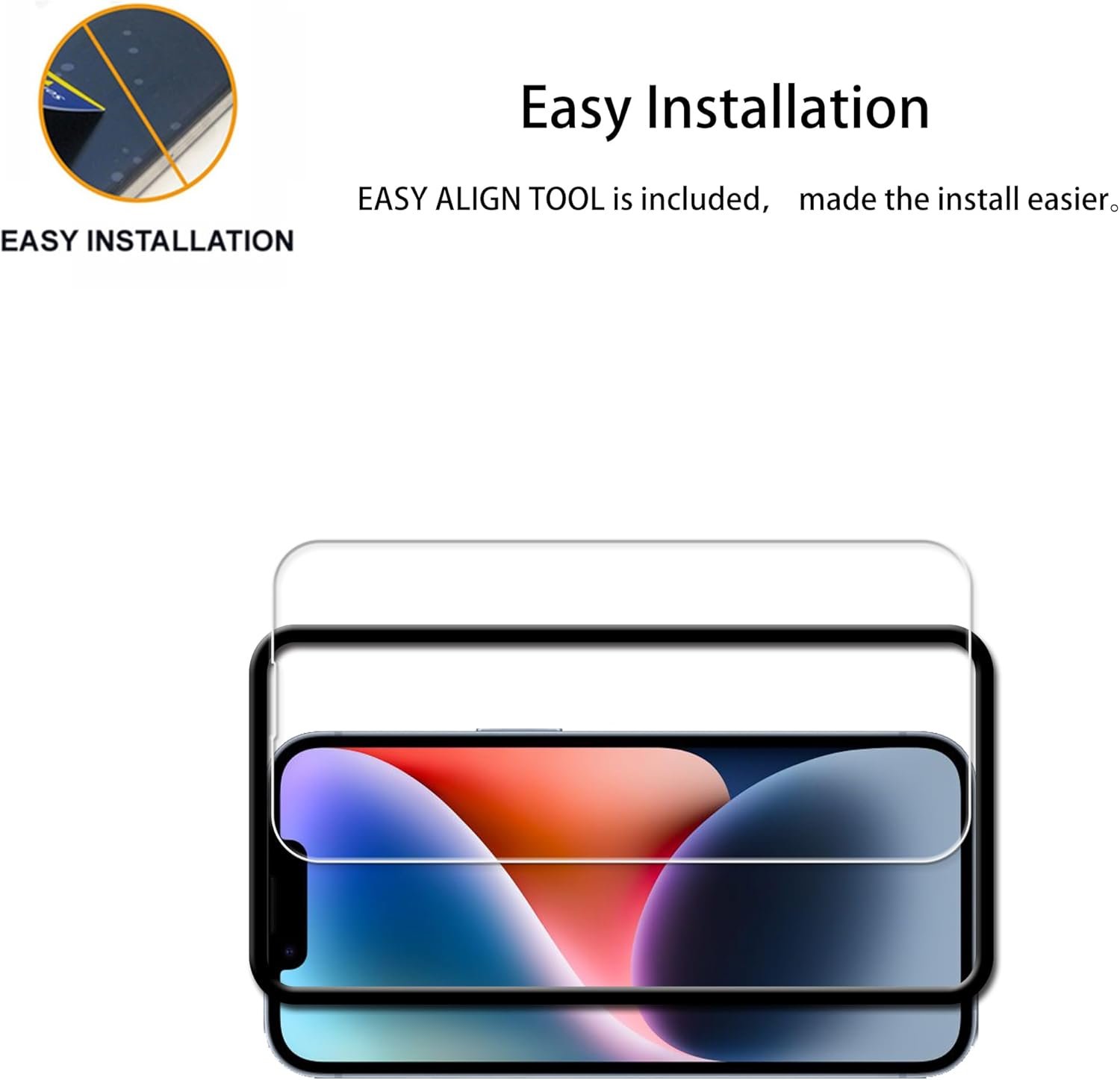 Easy Alignment Frame Designed For iPhone14 Tempered Glass Screen Protector 2-Pack Camera Lens Protector Film 2-Pack - Image 3