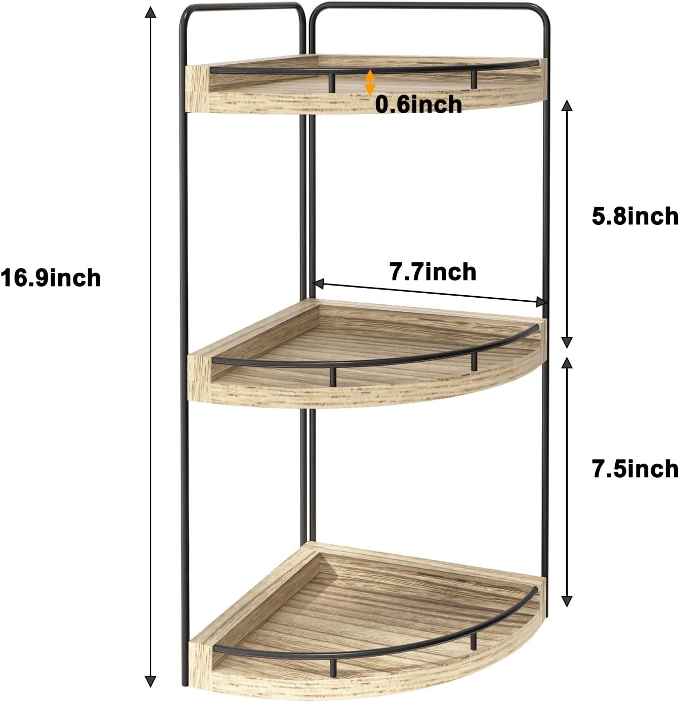 Fixwal Corner Bathroom Counter Organizer, 3 Tier Rustic Bathroom Organizer, Wood Countertop Storage Tray for Vanity, Kitchen, Bedroom (Light Brown) - Image 4