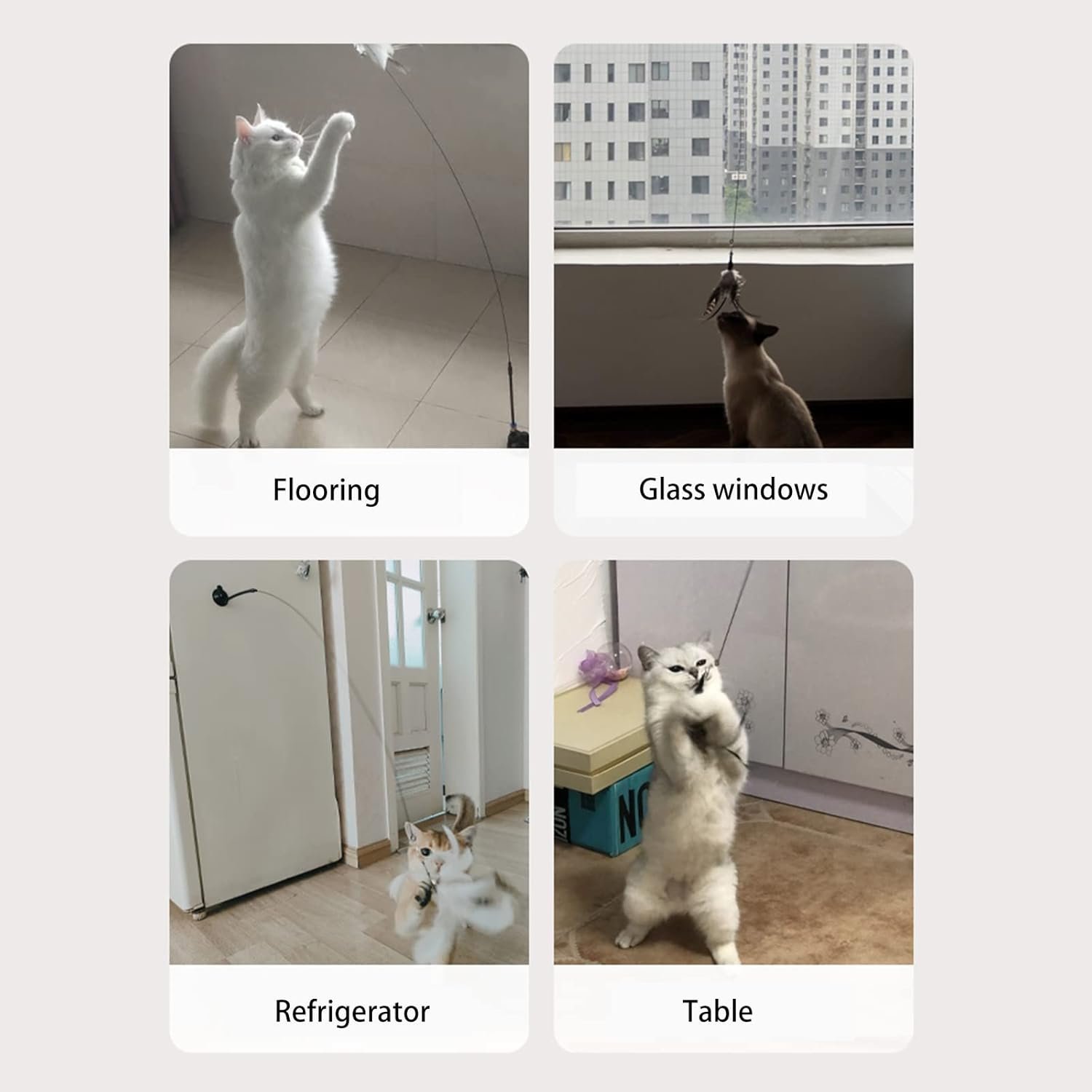 Cat Toy Wand Auto Interactive Toys for Indoor Cat 6 in 1 Hands-Free Natural Bird Feather Ball Toys, Suction Cup Pet Dancing Playing Toy - Image 4