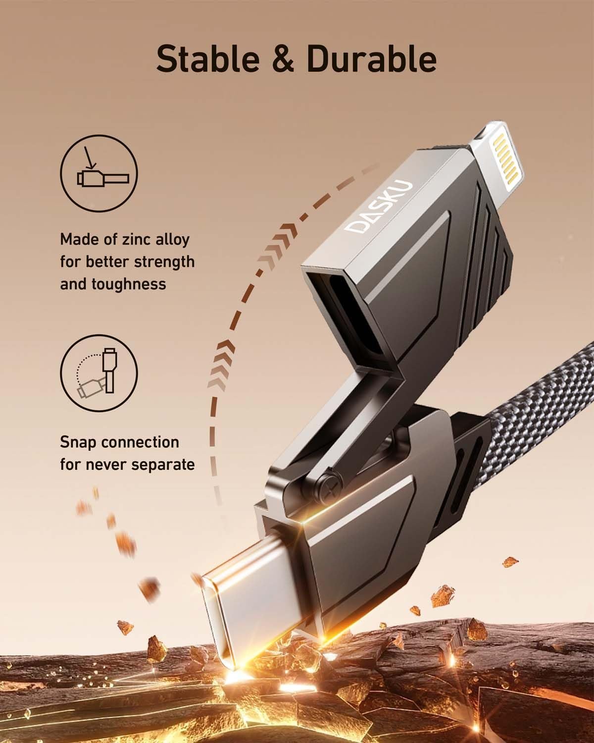 4-in-1 USB/USB C to Lightning/USB C Cable 6ft, 60W Fast Charging & Data Sync, iPhone Charger Cord for iPhone 15 14 13 12 11 Samsung S24 S23 S22 Multi Charging Cable for USB-C & Lightning Devices - Image 5