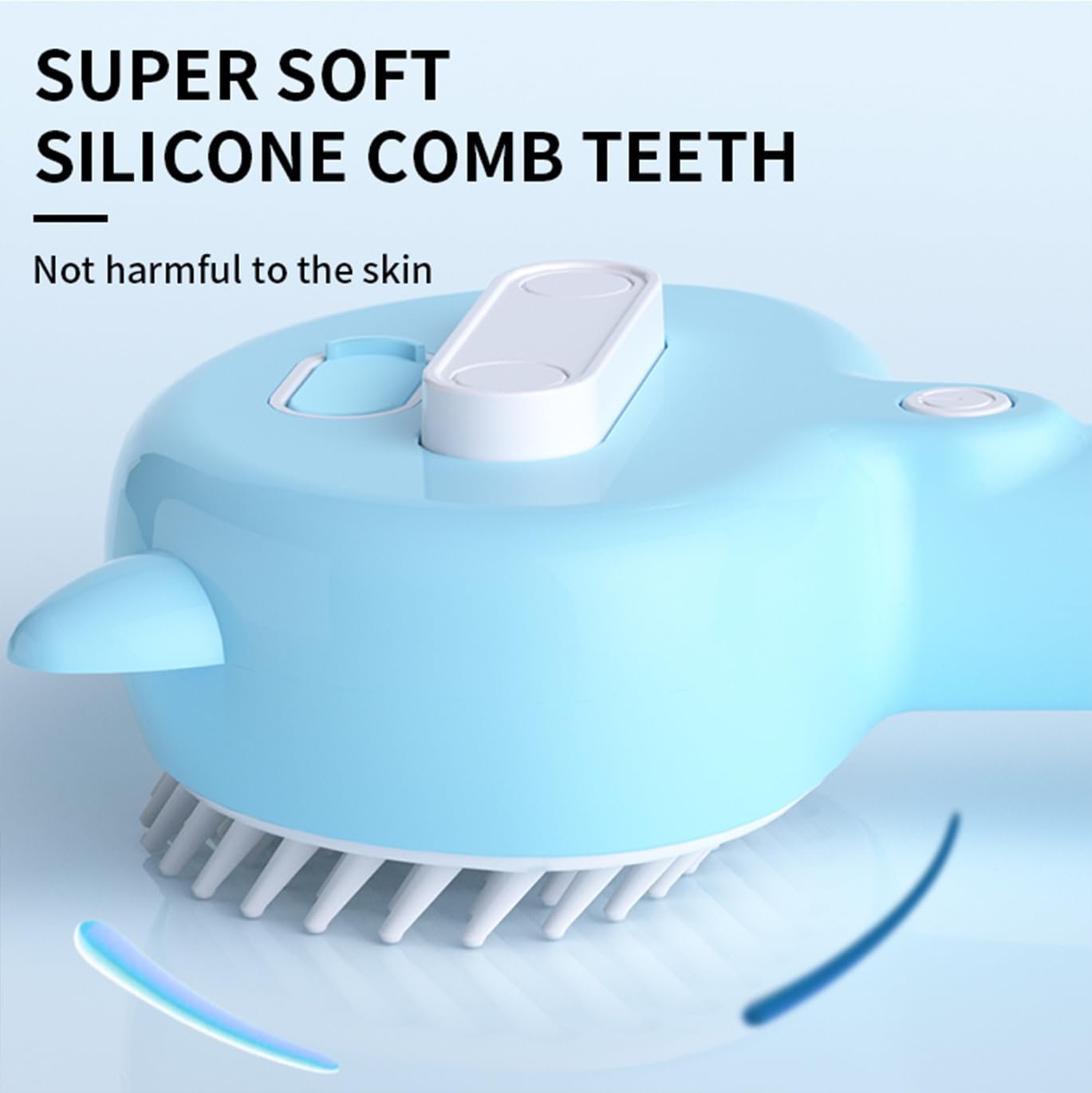 4 in 1 Steamy Pet Brush for Shedding - Rubber Misting Brush with Release Button for Long & Short Hair Cats and Dogs - Pet Grooming Tool (Blue) - Image 5