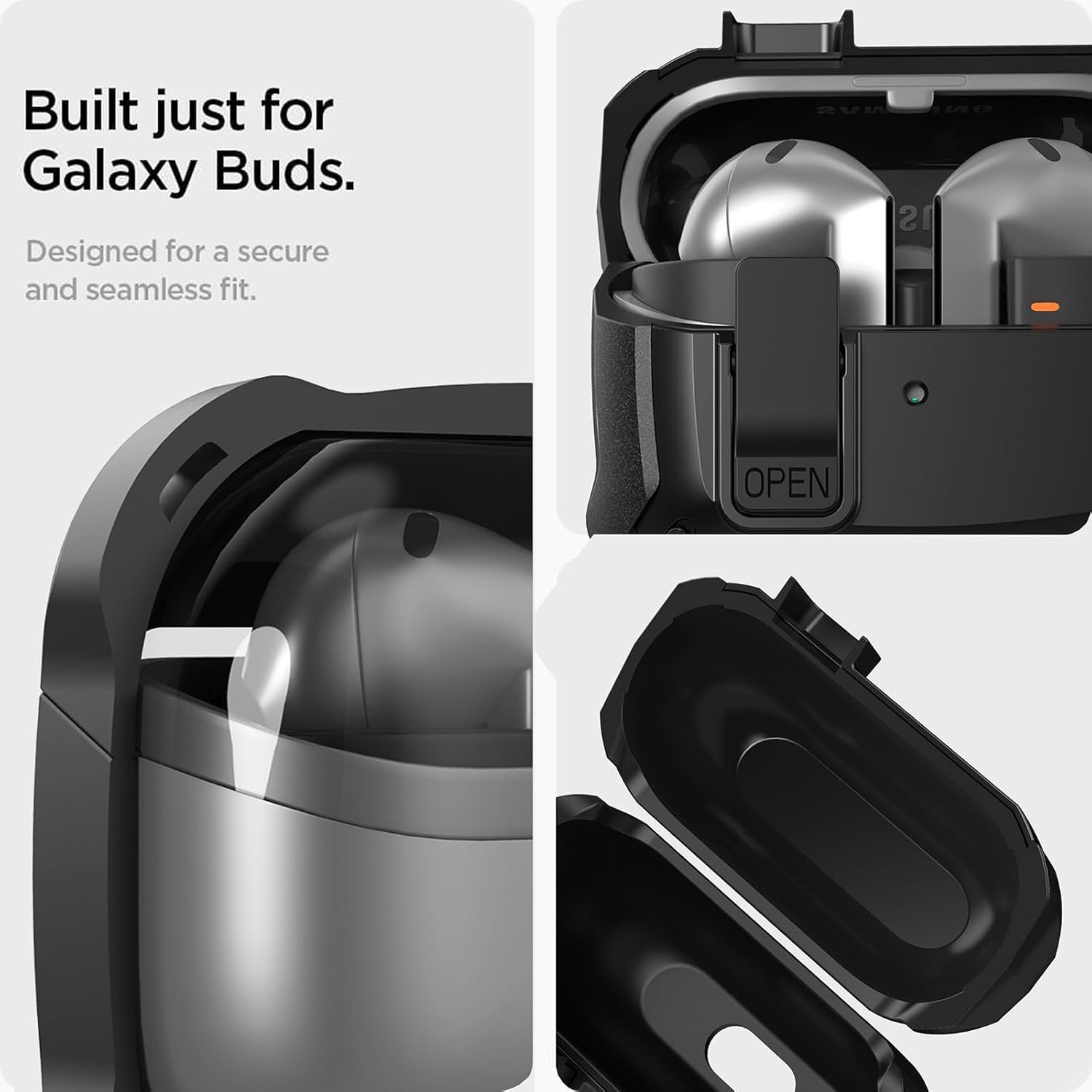 Galaxy Buds 3 Pro/Buds 3 Case Cover 2024 with Secure Lock Clip, Rugged Armor Shockproof Samsung Galaxy Buds 3/3 Pro Protective Hard Cover Shell with Carabiner&Cleaner kit for Men Women, Black - Image 7