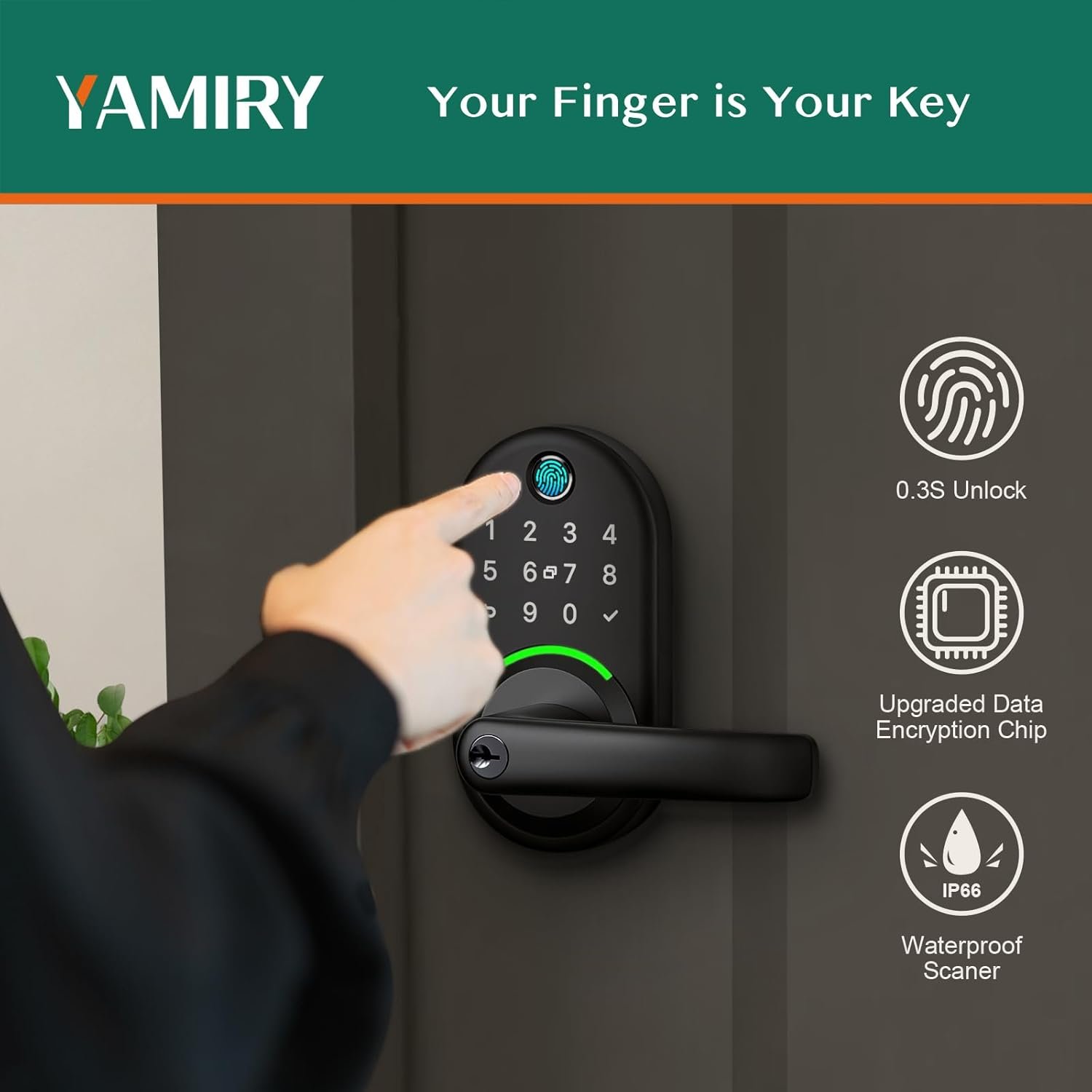 Smart Door Handle Lock with Keypad:Yamiry Fingerprint Lock - Keyless Entry Door Lock for Front Door - Digital Door Lock - WiFi Door Lock with APP - Genarate Passcode Remotely - DIY Installation - Image 4