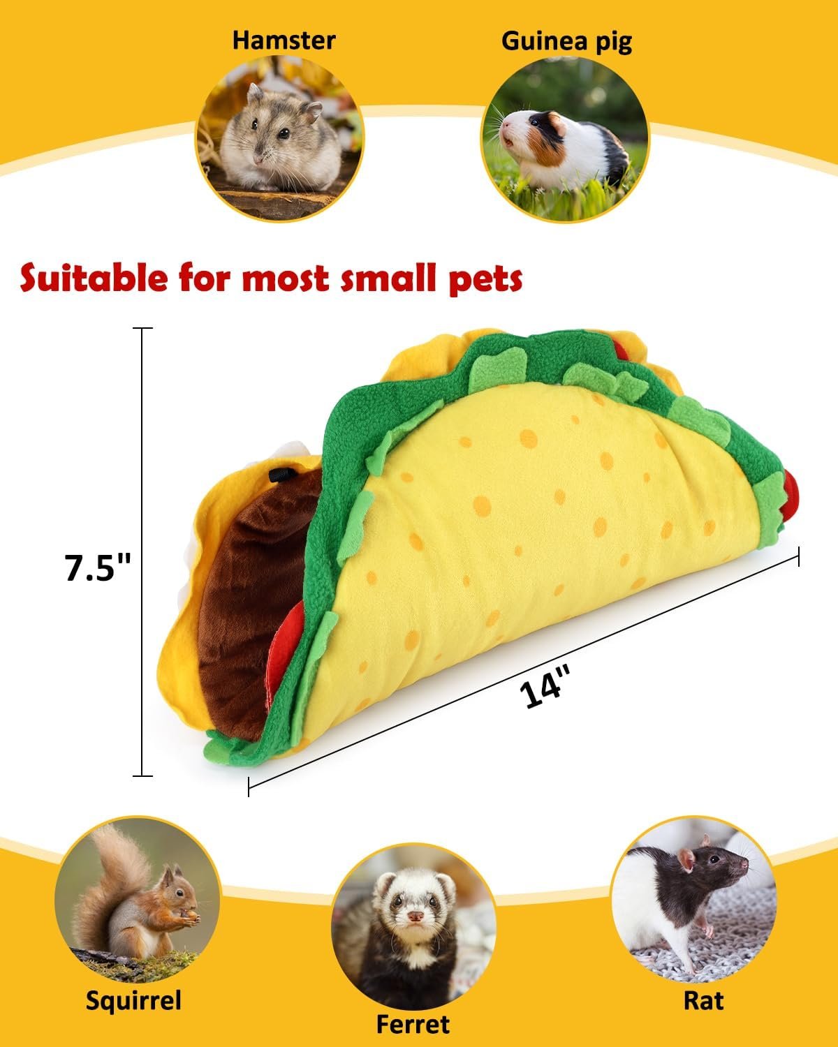 Percozzi Taco Hamster Hammock Hideout Tunnel House Rat Toys Cage Accessories Bed Ferrets Guinea Pigs Chinchill Sugar Glider Small Animal Habitat - Image 3