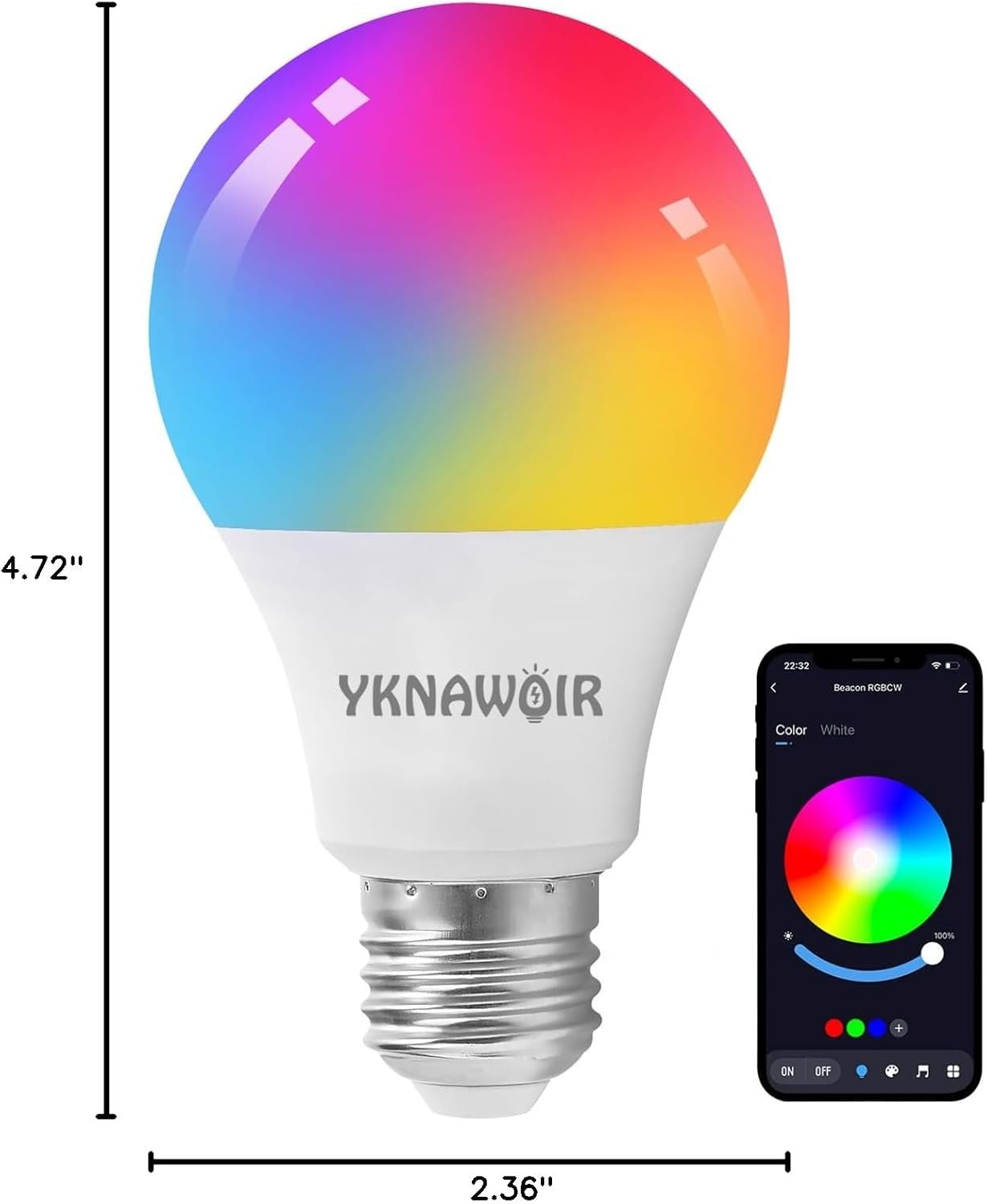 Smart Light Bulbs,Bluetooth Color Changing Light Bulbs That Work with tuya APP, RGB Warm Light A19 9W E27 800LM LED Light Bulb,Music Sync,Dimmable 16 Million Colours RGB Light Bulbs - Image 11
