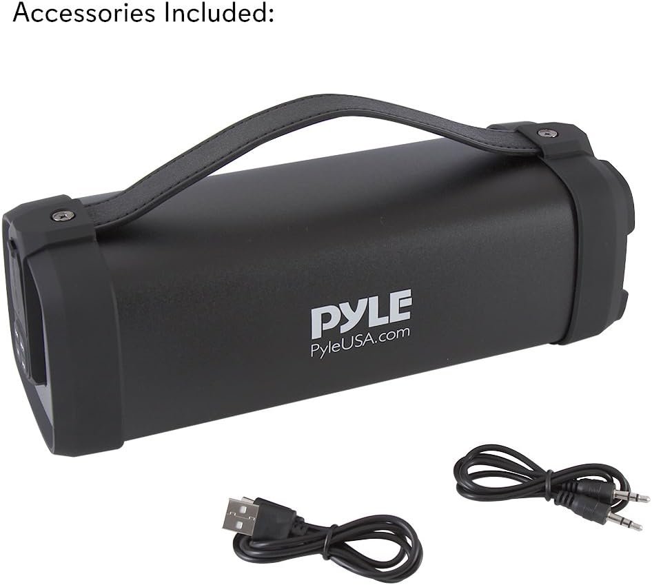 Pyle Wireless Portable Bluetooth Speaker- 100 Watt Power Rugged Compact Audio Sound Box Stereo System with Built-in Rechargeable Battery, 3.5mm AUX Input Jack,FM Radio,MP3 & USB Reader-PBMSQG5, Black - Image 8